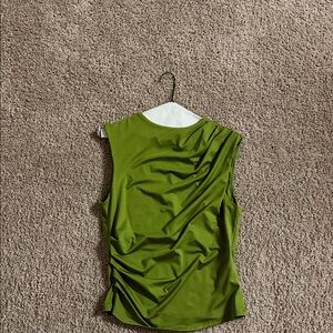 Divided Olive Green Sleeveless Blouse